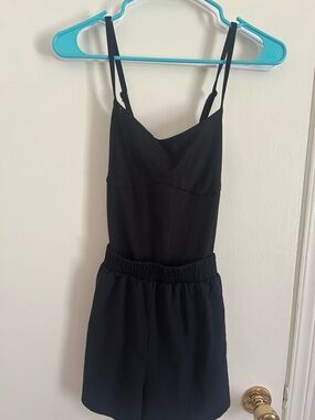 Black Spaghetti Strap Romper PINK